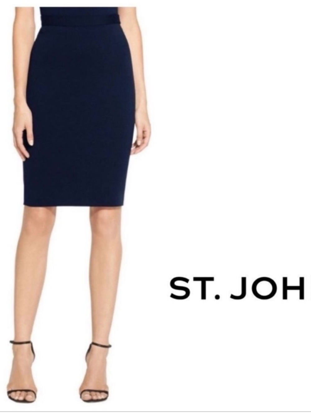 St. John Collection Santana Knit Navy Blue Pencil Skirt - Size 12